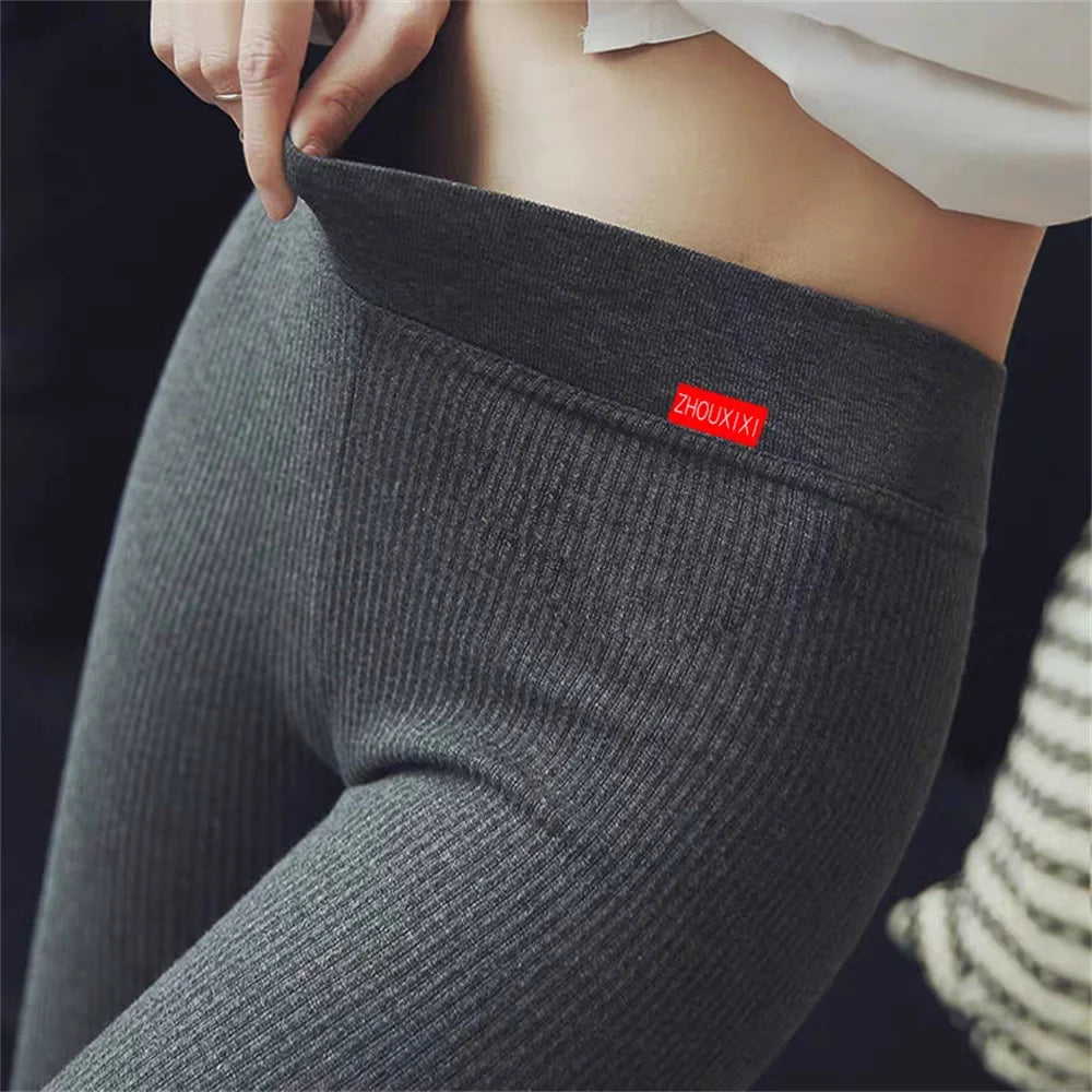 Women Ribbed Leggings High Waisted Gym Yoga Pants Sport Fitness Seamless Female Tights Winter Warm Legging Casual Threaded Pant