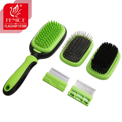 enice 5 In 1 Grooming Combs Tools Dematting Deshedding Brush Pet Dog Hair Removal Comb Brushes For Dogs Cat Bath Massage