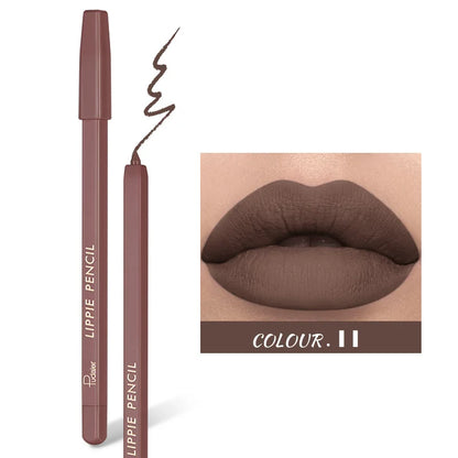 Pudaier 12 Colors Matte Lip Liner Pen Make up Waterproof Velvet Nude Lipstick Pencil Red Brown Lipliner Contour Tint Lips Makeup