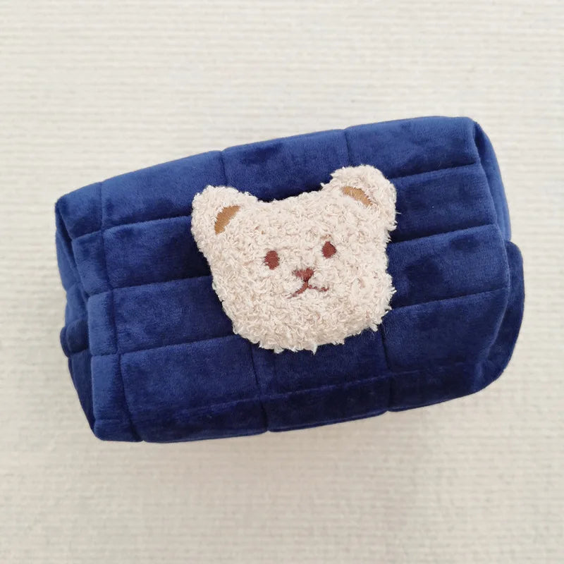 Cute Bear Baby Toiletry Bag Make Up Cosmetic Bags Portable Diaper Pouch Baby Items Organizer Reusable Cotton Cluth Bag for Mommy