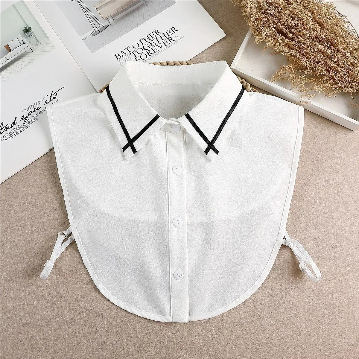 Fashion 2024 Front Tie White Fake Collar for Women Stand Detachable Collar Fake Girls Vintage Lace Ladies False Blouse Collar