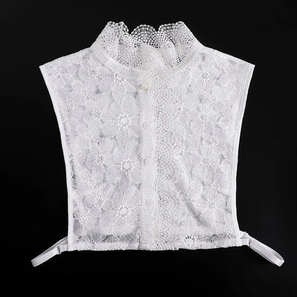 Fashion 2024 Front Tie White Fake Collar for Women Stand Detachable Collar Fake Girls Vintage Lace Ladies False Blouse Collar