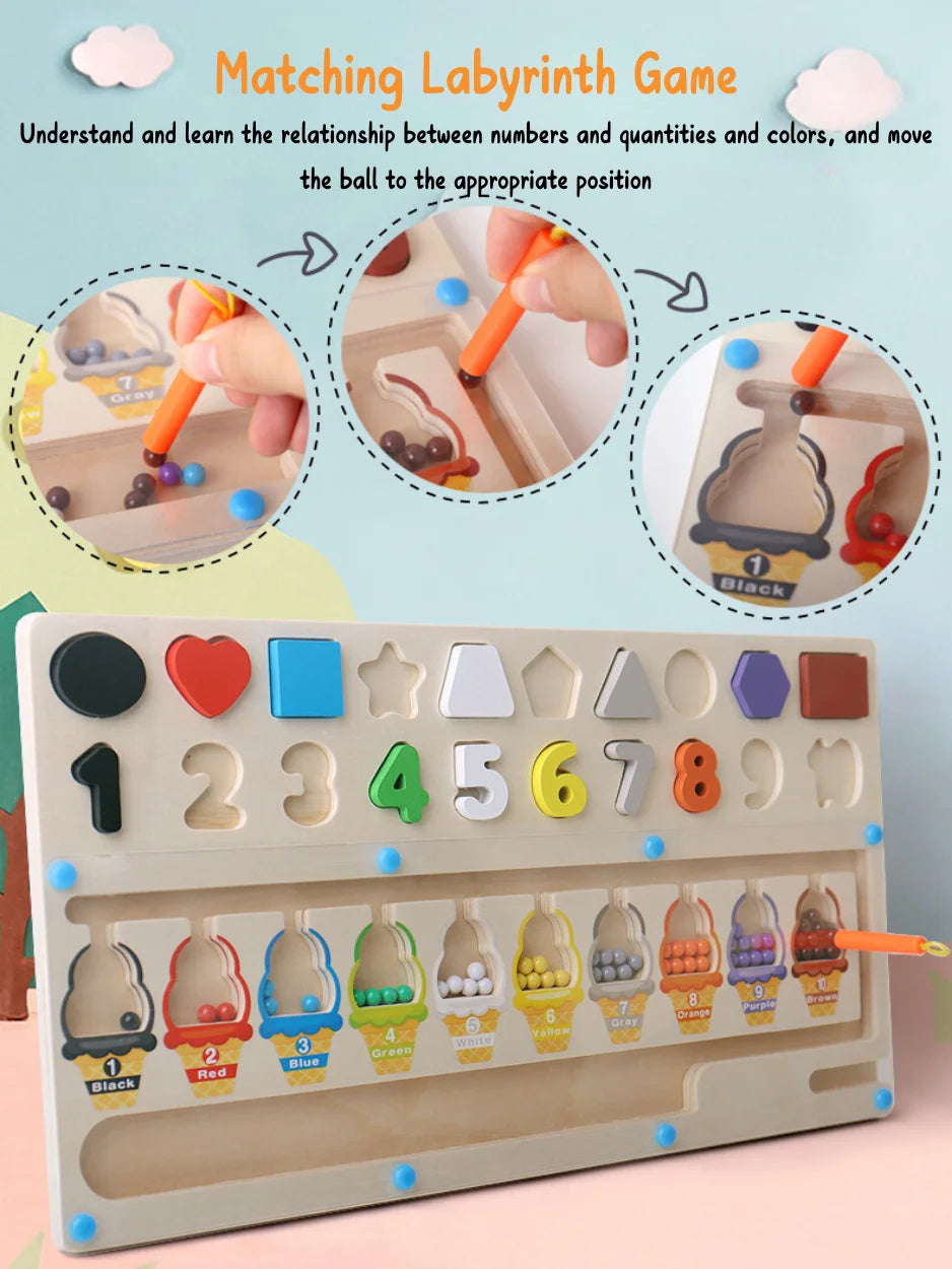 Children's early education color matching number cognition logical thinking training 3-in-1 walking bead logarithm board  toy