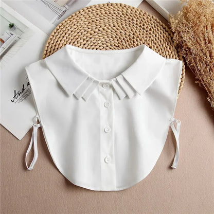 Fashion 2024 Front Tie White Fake Collar for Women Stand Detachable Collar Fake Girls Vintage Lace Ladies False Blouse Collar