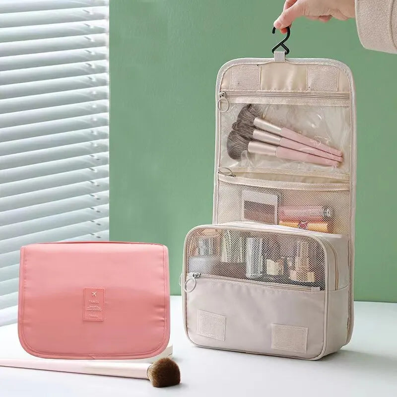 Nylon Hook Cosmetic Bag Women Makeup Bag High Capacity Toiletries Storage Pouch Travel Make Up Organizer Waterproof Beauty Bags