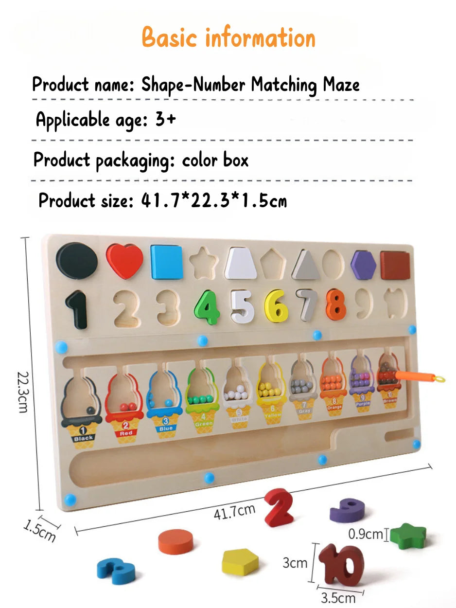 Children's early education color matching number cognition logical thinking training 3-in-1 walking bead logarithm board  toy