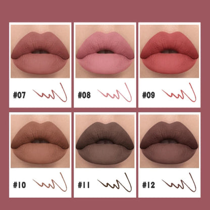 Pudaier 12 Colors Matte Lip Liner Pen Make up Waterproof Velvet Nude Lipstick Pencil Red Brown Lipliner Contour Tint Lips Makeup