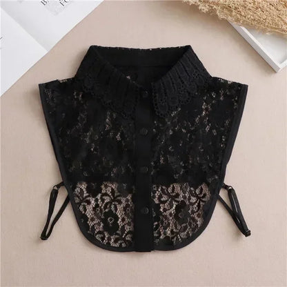 Fashion 2024 Front Tie White Fake Collar for Women Stand Detachable Collar Fake Girls Vintage Lace Ladies False Blouse Collar