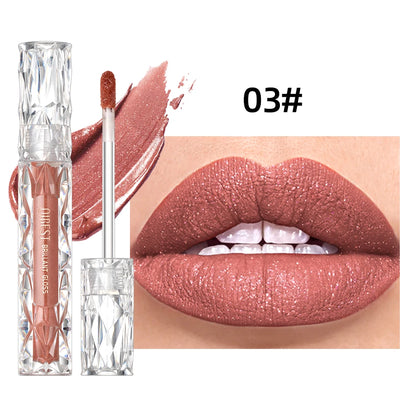 QIBEST Waterproof Diamond Shimmer Glitter Lipgloss Matte Liquid Lipstick Shiny Pearl Lip Glaze Long Lasting LipTint Women Makeup