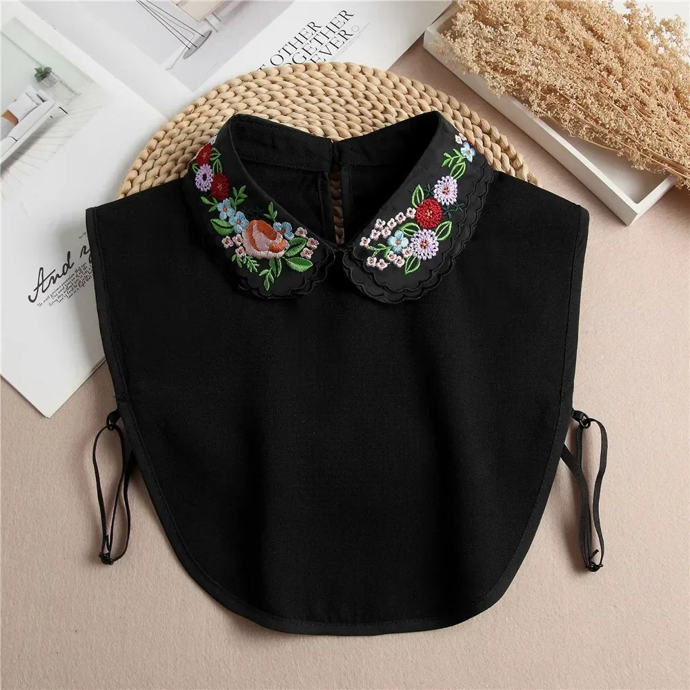 Fashion 2024 Front Tie White Fake Collar for Women Stand Detachable Collar Fake Girls Vintage Lace Ladies False Blouse Collar