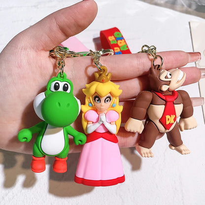 Oyun Süper Mario Bros Anahtarlık Anime Figürü Araba Dekorasyonu Sırt Çantası Kolye Aksesuarları Çocuk Oyuncak Noel Doğum Günü Hediyeleri